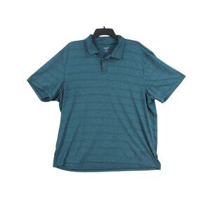 Old Navy Mens XXL Active‎ Polo Shirt Teal Striped Short Sleeve Polyester